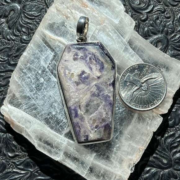 Opalized Fluorite Coffin Pendant Stone Crystal Jewelry - Picture 4 of 8
